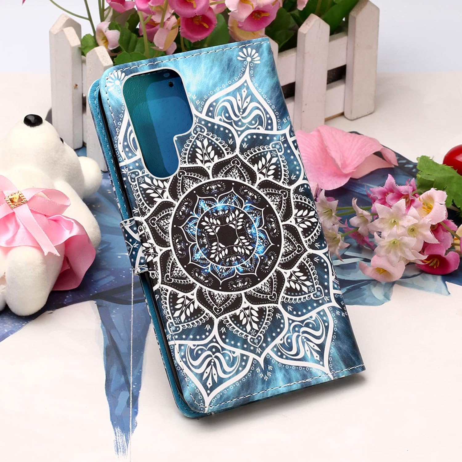 Funda para Galaxy S22 Ultra, Funda tipo cartera para Galaxy S22 Ultra, Soporte de billetera Funda protectora de piel sintética con ranuras para