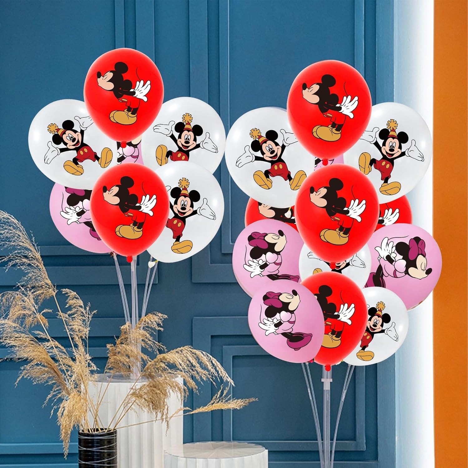 36 piezas de decoración de cumpleaños de ratón de dibujos animados de 12 pulgadas, juego de globos de látex festivos de fantasía para niños y niñas