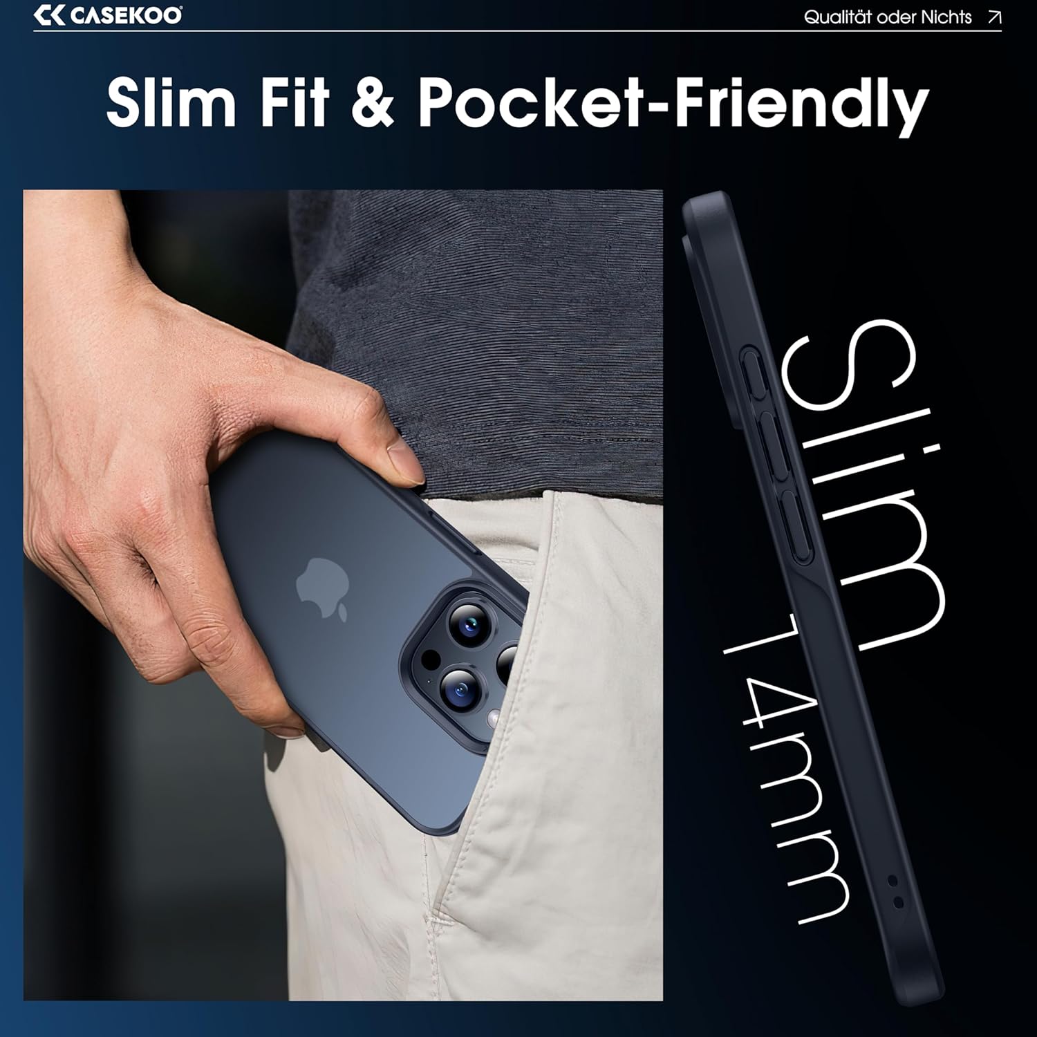 CASEKOO Funda mate para iPhone 15 Pro Max a prueba de golpes, nunca amarilla protección contra caídas de grado militar de 10 pies Funda translúcida