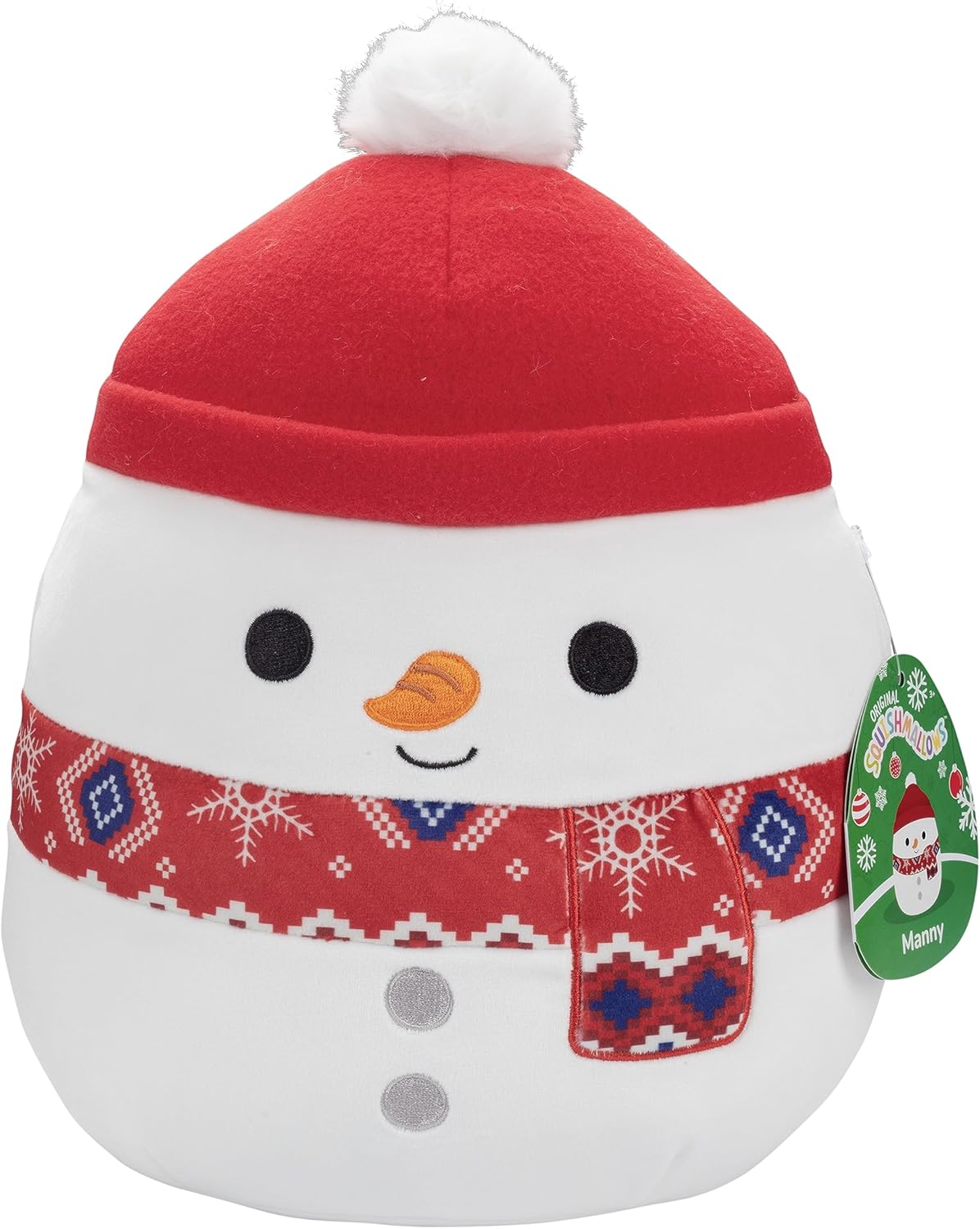 Squishmallows Peluche de invierno de Manny The Snowman de 10 pulgadas, oficial Kellytoy, juguete de peluche suave coleccionable, regalo para niños,