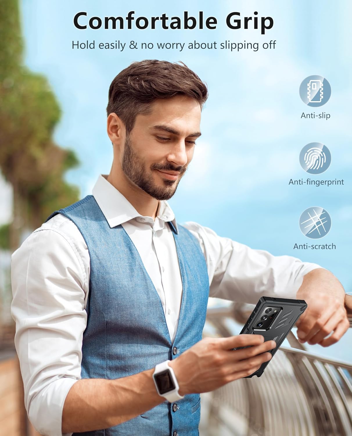 FNTCASE Funda para Samsung Galaxy Note-20-Ultra funda resistente de grado militar para teléfono celular con soporte  Protección TPU a prueba de