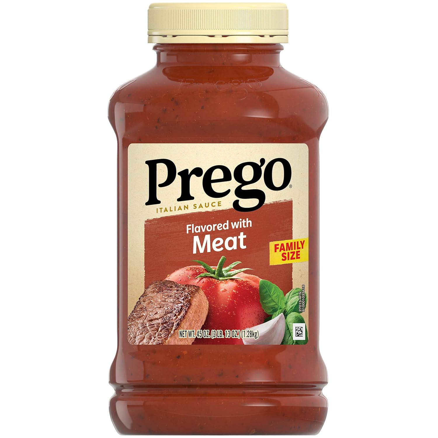 Prego Salsa italiana de pasta de tomate aromatizada con carne, tarro de 45 onzas