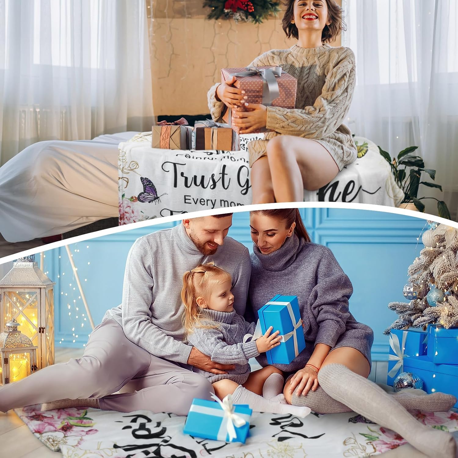 12 unidades de regalos cristianos para mujeres, manta de versículo de fe bíblica, mantas religiosas para iglesia para el día de la madre (50 x 60