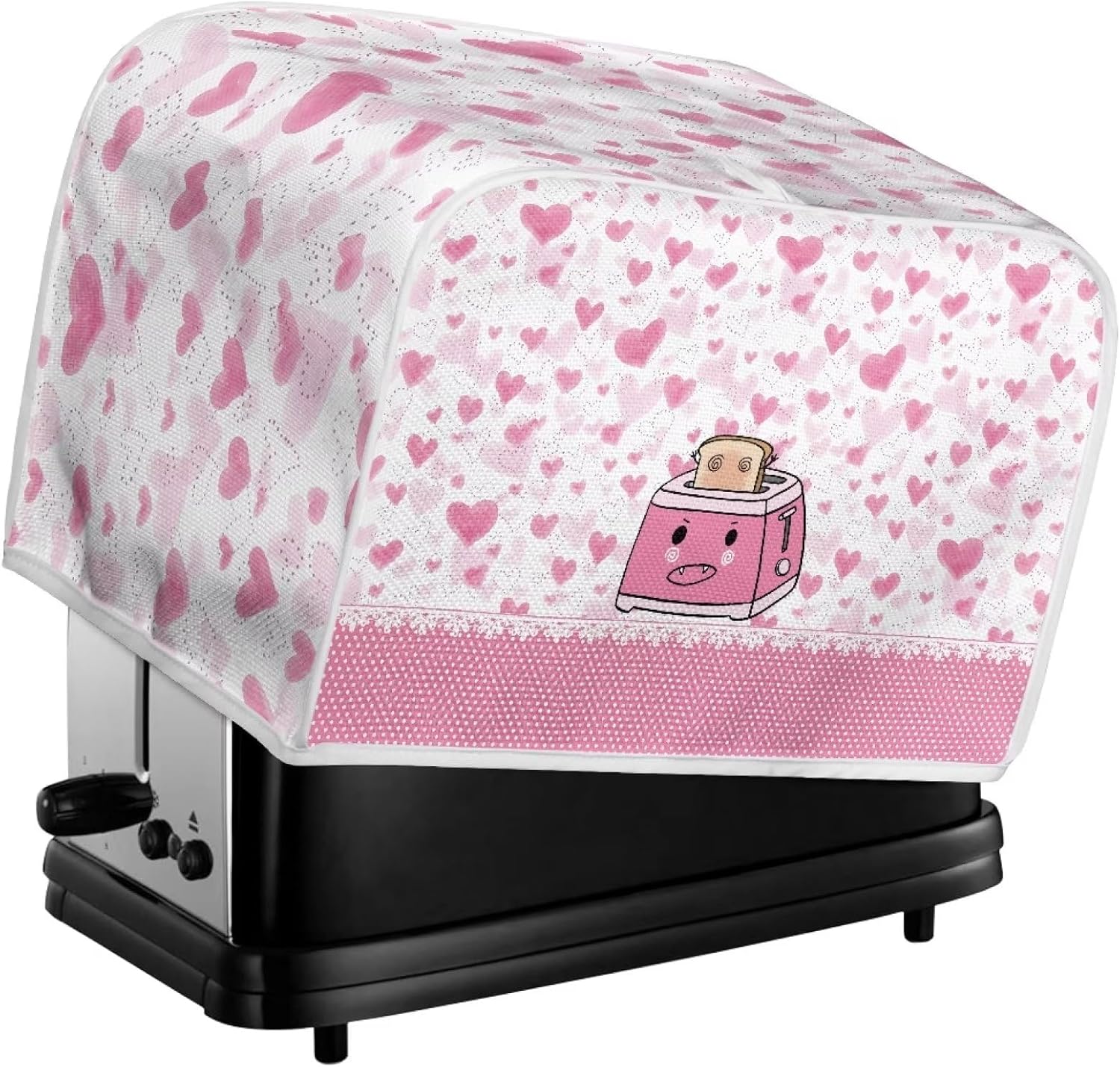 UNICEU Toster de dibujos animados rosa con estampado lindo de 2 rebanadas de tostadoras acolchadas cubierta para tostadoras a prueba de polvo,
