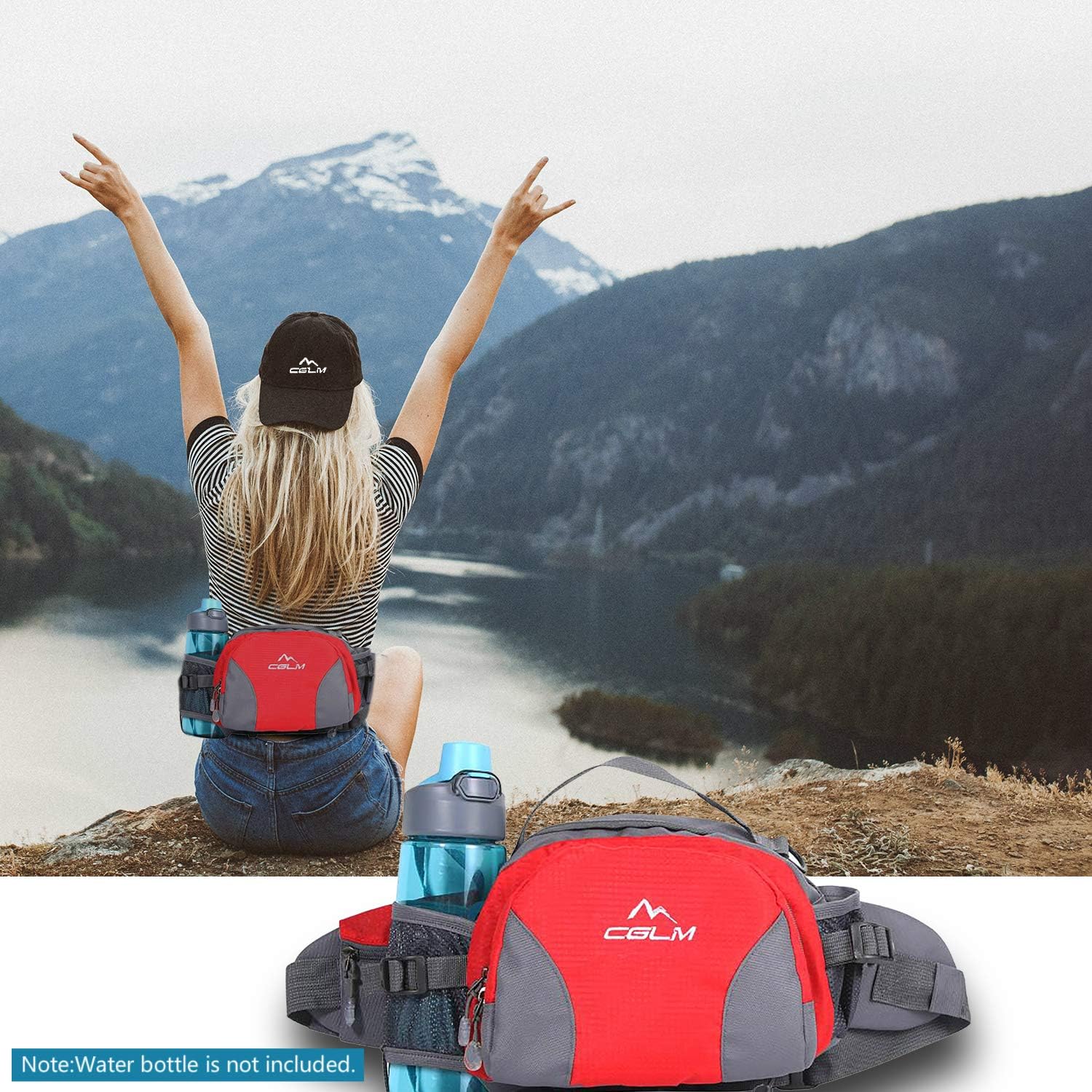 Riñonera de senderismo con soporte para botella de agua para hombres y mujeres al aire libre, caminar, correr, lumbar compatible con teléfonos