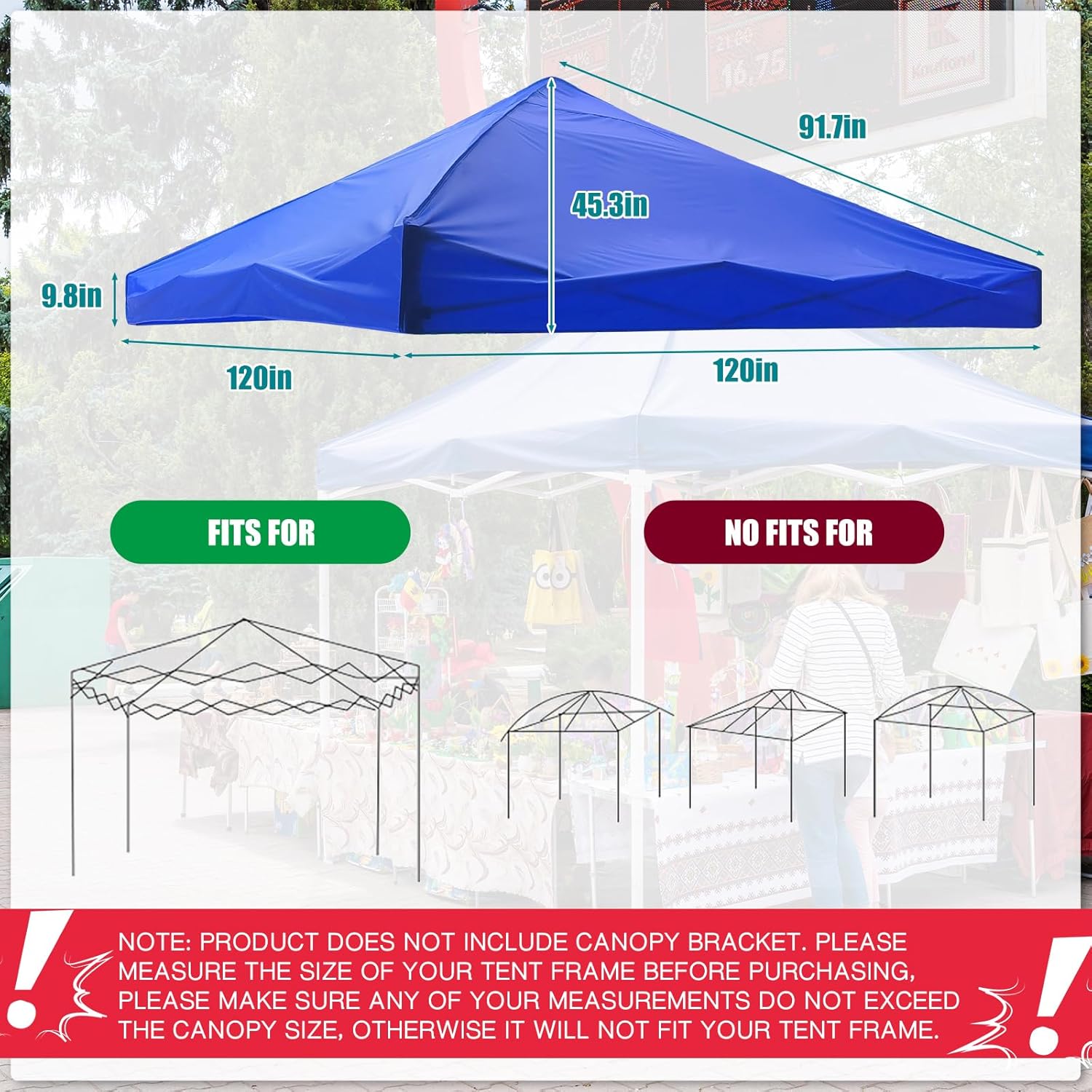 Toldo de repuesto de 10 x 10 pies, tela Oxford 420D, cubierta de repuesto para tienda de campaña de pierna recta, solo tela superior (azul)