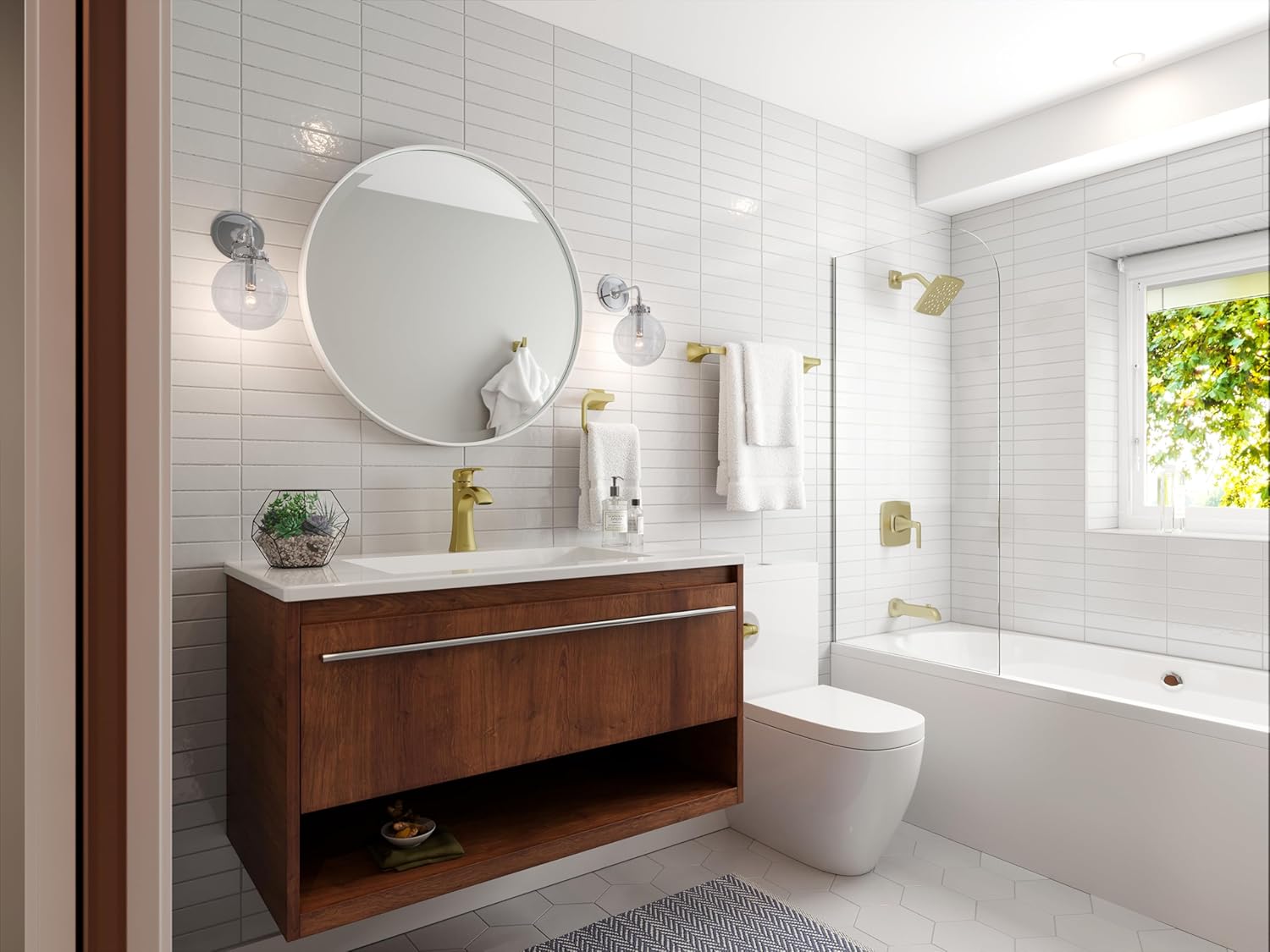 Pfister Bruxie BRHBIE0BG – Gancho para toallas de baño, montaje en pared, atornillado, acabado dorado cepillado, BRHBIE0BG