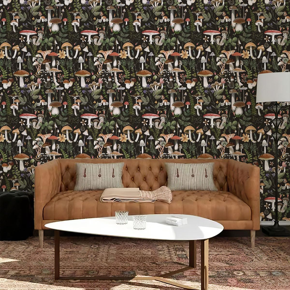 Papel tapiz autoadhesivo para despegar y pegar, papel de contacto para decoración de bañohogar, papel tapiz floral bohemio negro, papel tapiz de