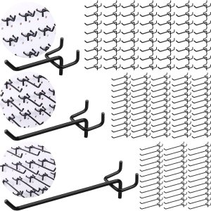 150 ganchos de acero inoxidable para tablero de clavijas negras, ganchos para estanterías para tablero de clavijas, accesorios de metal negro, 150 ganchos de acero inoxidable para tablero de clavijas negras, ganchos para estanterías para tablero de clavijas, accesorios de metal negro,