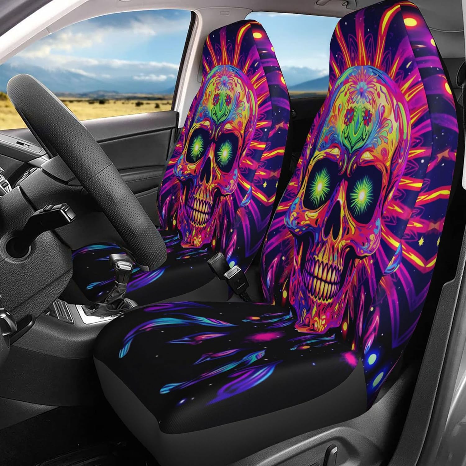 Juego de 2 fundas protectoras de asiento para automóvil, con diseños de playa, atardecer y palmeras, accesorios interiores, protectores,