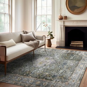 Ashler – Alfombra bohemia de 5 x 7, alfombras vintage, de gran tamaño, para sala de estar, dormitorio, cocina, cena, decoración del hogar, gris Ashler – Alfombra bohemia de 5 x 7, alfombras vintage, de gran tamaño, para sala de estar, dormitorio, cocina, cena, decoración del hogar, gris