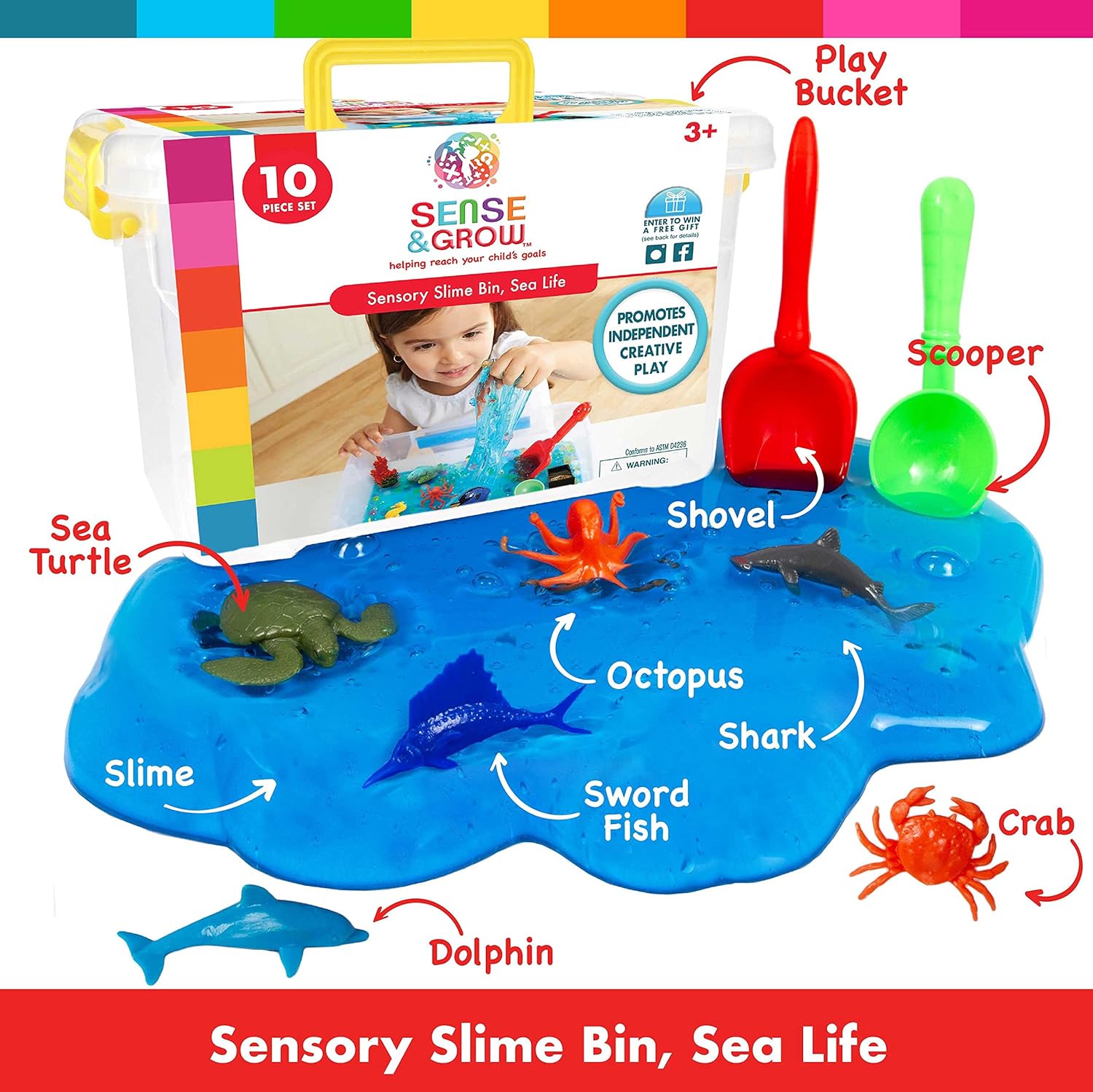 Be Amazing Toys Sense & Grow – Contenedor sensorial de slime de vida marina