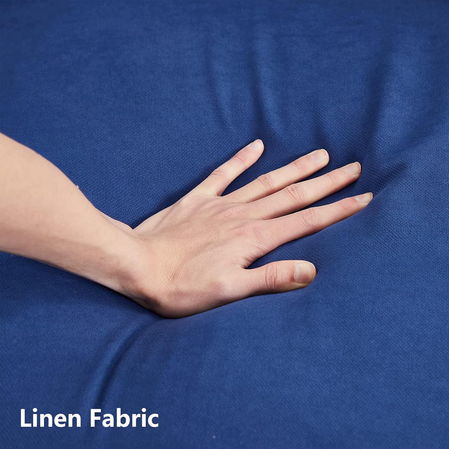 Aoowow Sofás y sofás de tela de lino de 78 pulgadas de largo, sofá moderno de mediados de siglo con 2 almohadas, reposabrazos y patas de madera para
