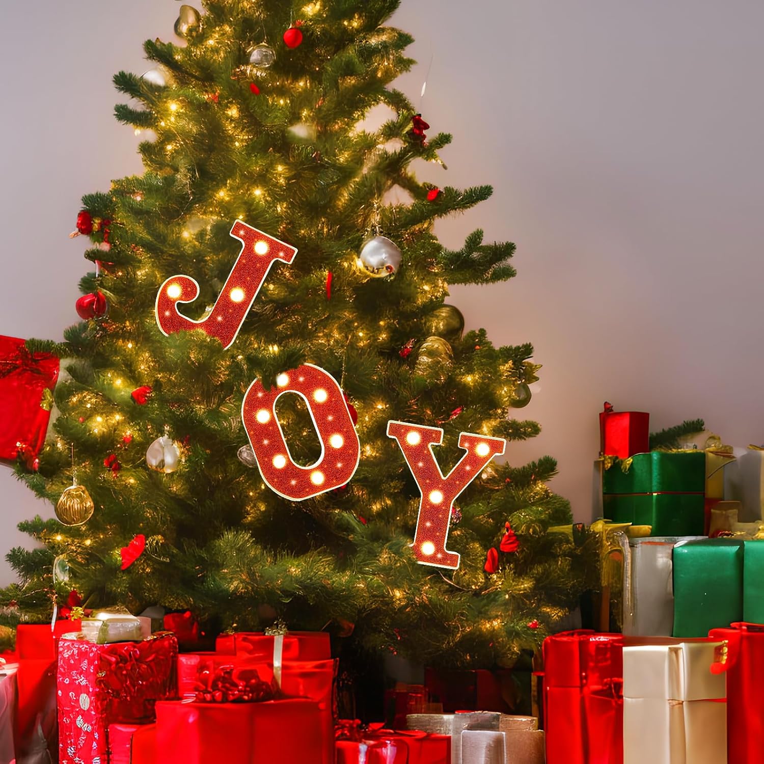 3 letras con luces LED de Navidad, letreros luminosos de neón con purpurina, letras del alfabeto, letras decorativas de marquesina, alimentadas por