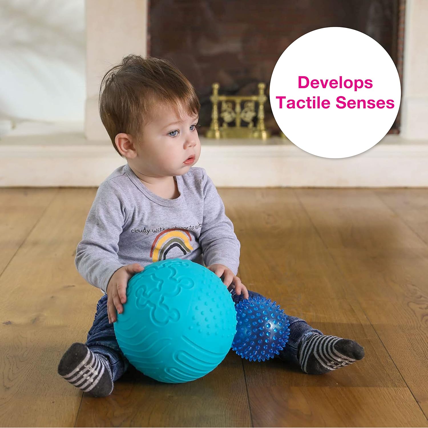 Edushape Texture-iffic Sensory Ball for Baby – 7″ Baby Ball That Helps Enhance Gross Motor Skills for Kids – Toddler Ball with 8 Sections of