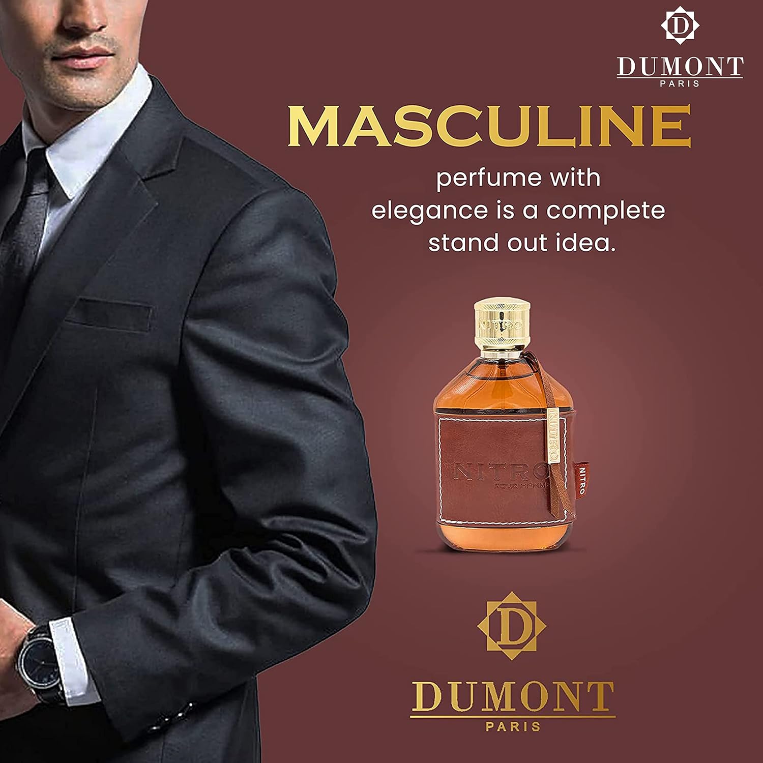 Dumont NITRO POUR HOMME – 3.4 Eau De Parfum – Perfume para hombre con fragancia afrutada, floral, amaderada y masculina – Bruma de colonia y spray