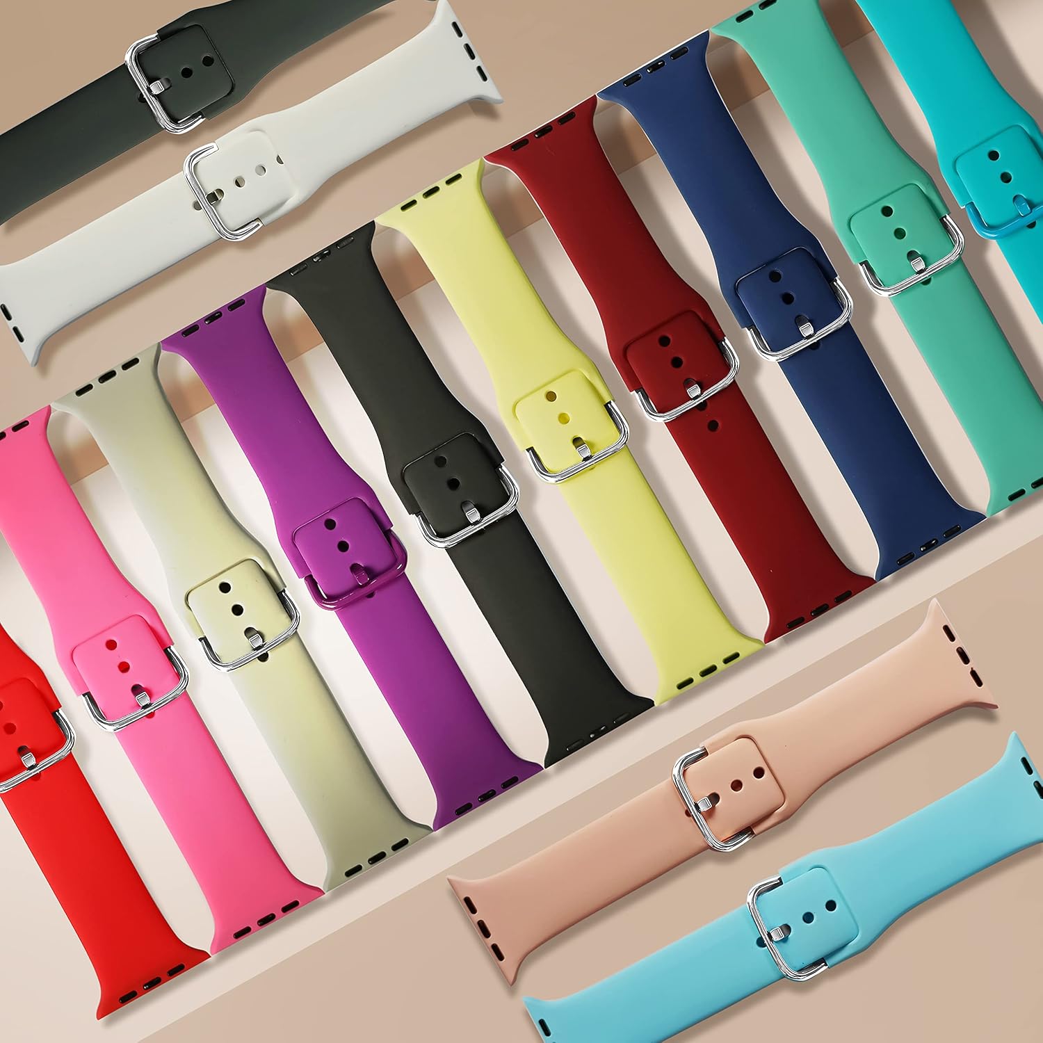 Paquete de 14 correas compatibles con Apple Watch de 1.496in, 1.575in, 1.614in, 1.654in, 1.732in, 1.772in, 1.929in, correa de repuesto deportiva de