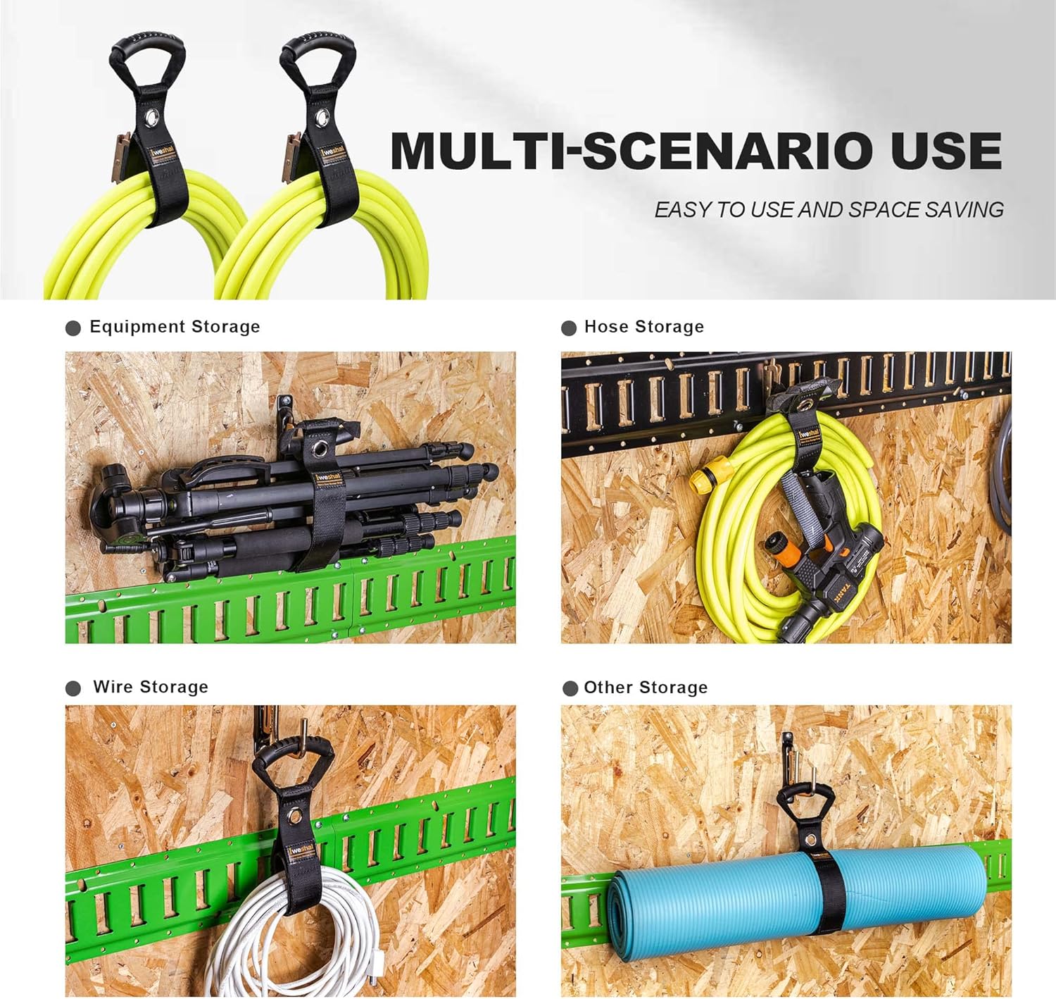 Organizador de cables de extensión para E-Track, paquete de 2 correas de almacenamiento resistentes para cables, cables y mangueras organizadas en