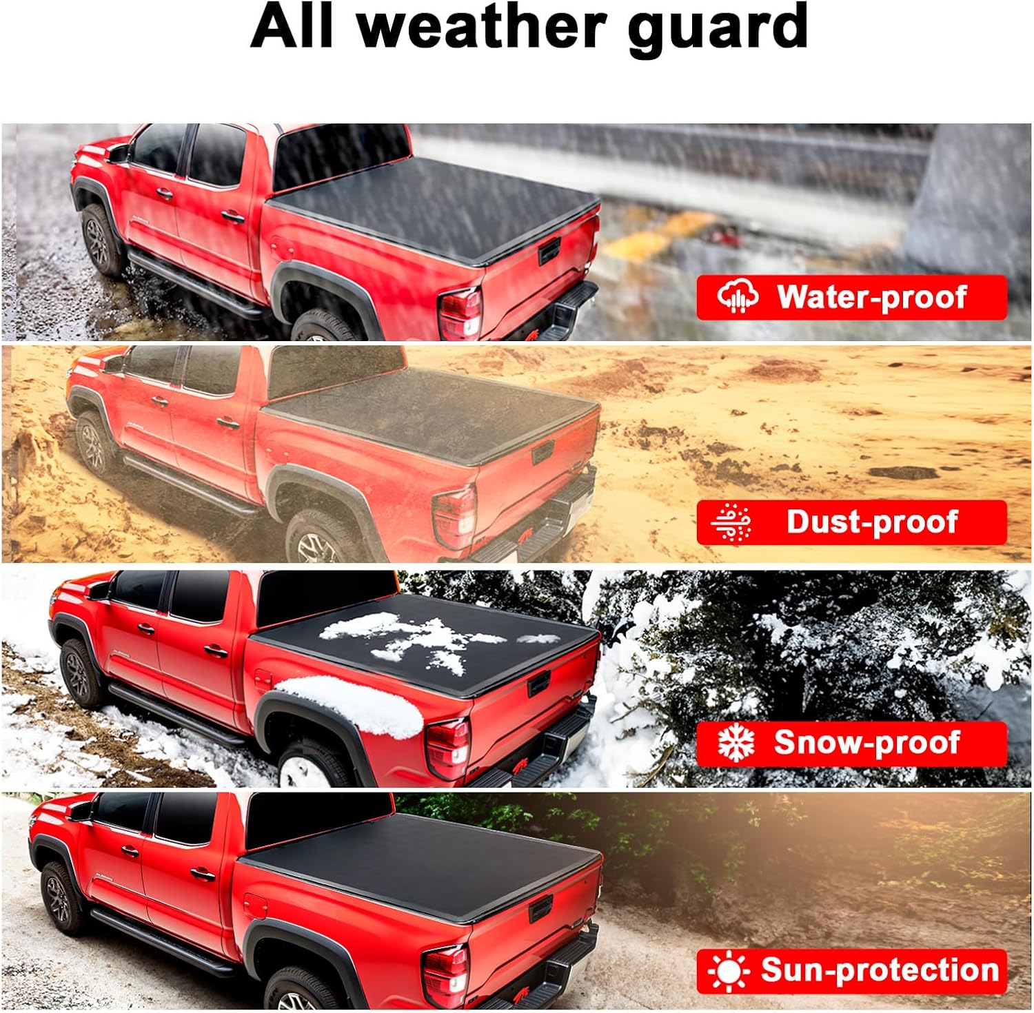 Cubierta Tonneau enrollable de 6 pies para Ford Ranger Pickup, funda suave para caja de camioneta compatible con Ford Ranger 2019-2023 de 6 pies