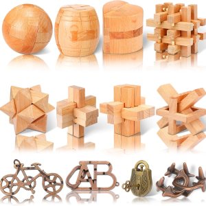 Liliful Paquete de 12 rompecabezas de madera para el cerebro para niños, niñas y adultos, desbloqueo 3D, rompecabezas de madera, rompecabezas de Liliful Paquete de 12 rompecabezas de madera para el cerebro para niños, niñas y adultos, desbloqueo 3D, rompecabezas de madera, rompecabezas de