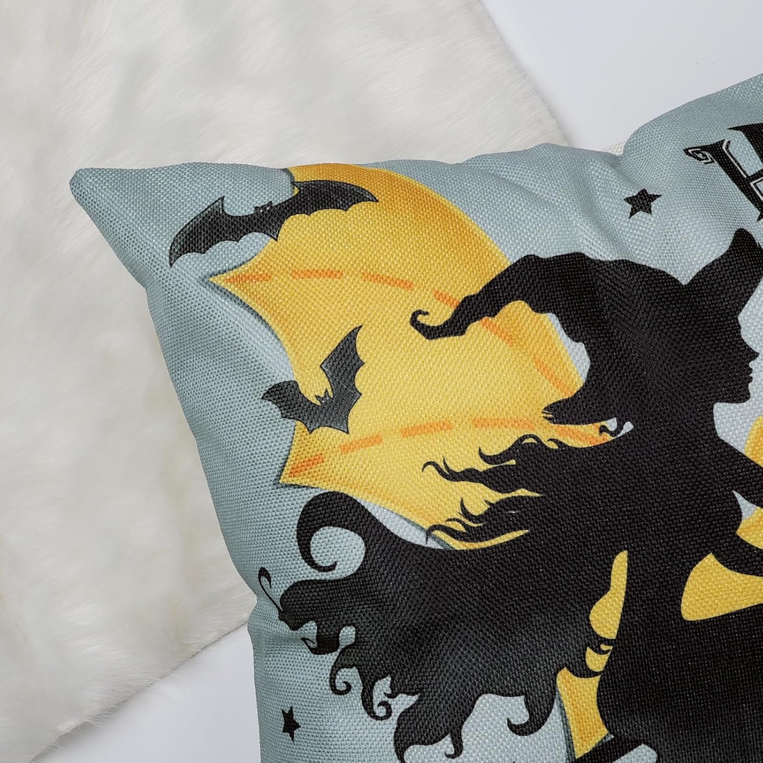 Bonhause Juego de 4 fundas de almohada de Halloween de 18 x 18 pulgadas, diseño de bruja y araña, cráneo, dulce o truco, almohadas decorativas para
