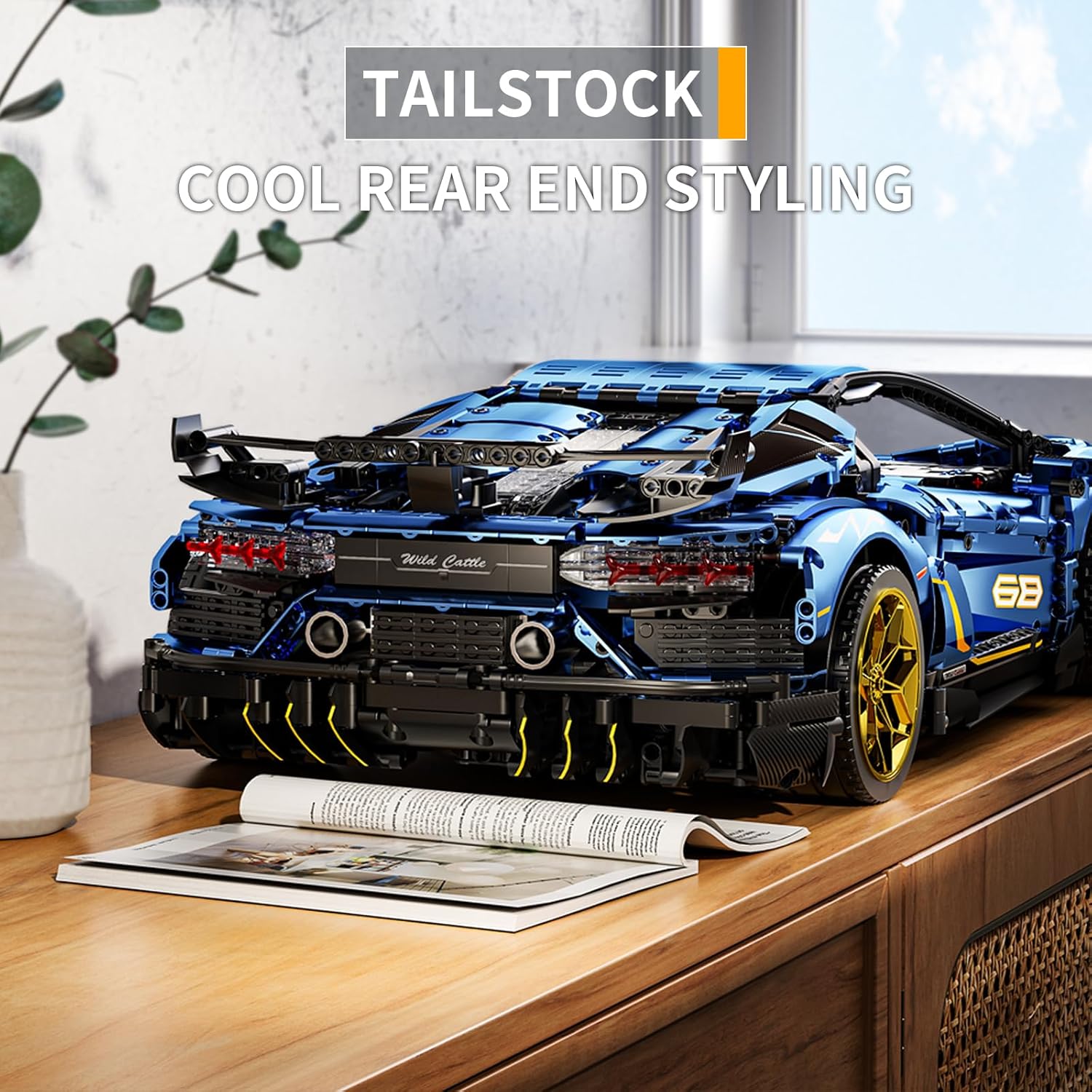 ZYLEGEN Lambo – Juego de construcción de autos de carreras, modelo Hypercar, juguete de ingeniería, superauto a escala 18, kit de coche deportivo
