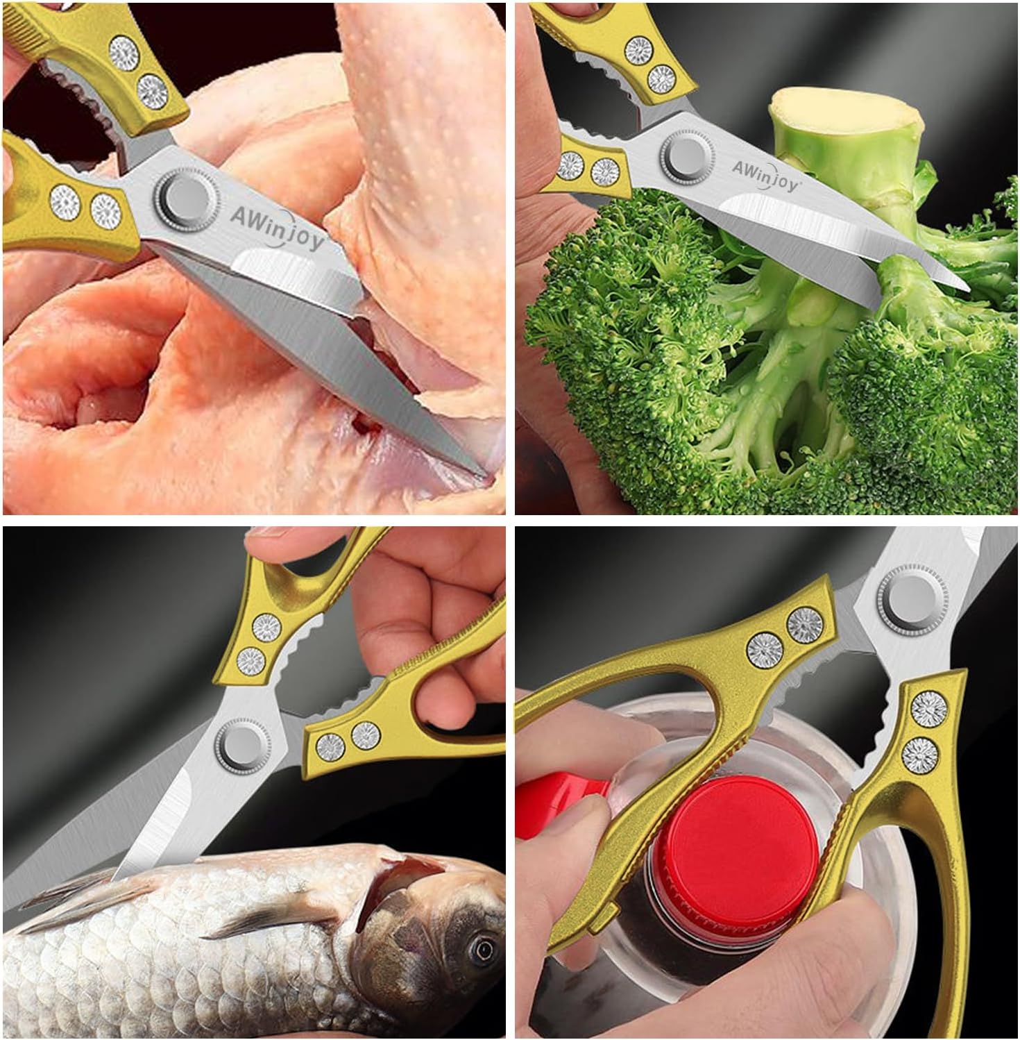 Tijeras de cocina, tijeras de cocina afiladas resistentes, aptas para lavavajillas, tijeras de corte multiusos para cocina, carne, pollo, pescado,