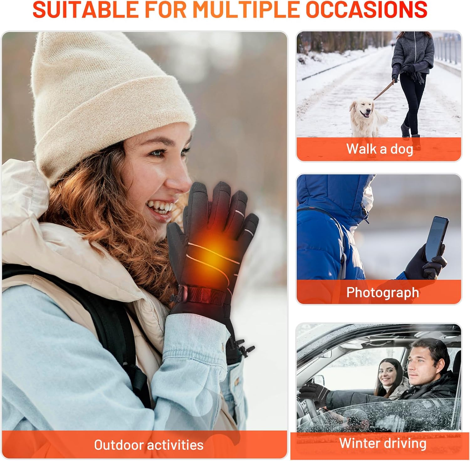Guantes térmicos para hombres y mujeres, guantes de calefacción eléctricos recargables para invierno al aire libre, con pantalla de temperatura y