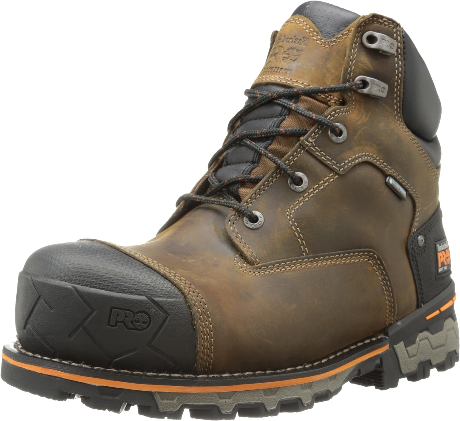 Timberland PRO Botas de trabajo industriales Boondock de punta suave para hombre de 6 pulgadas, Marrón, 7