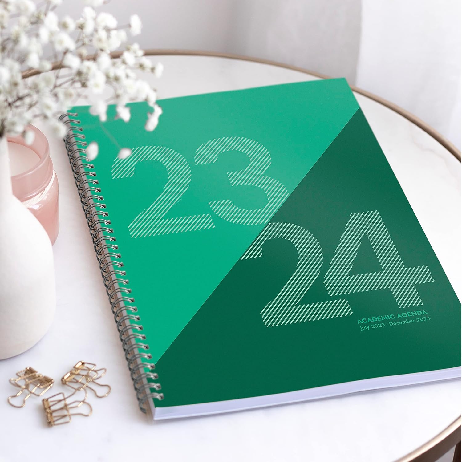 Rileys Planner 2023-2024 – Agenda semanal académica de 18 meses, agenda semanal y mensual geográfica, cubierta flexible, páginas de notas,