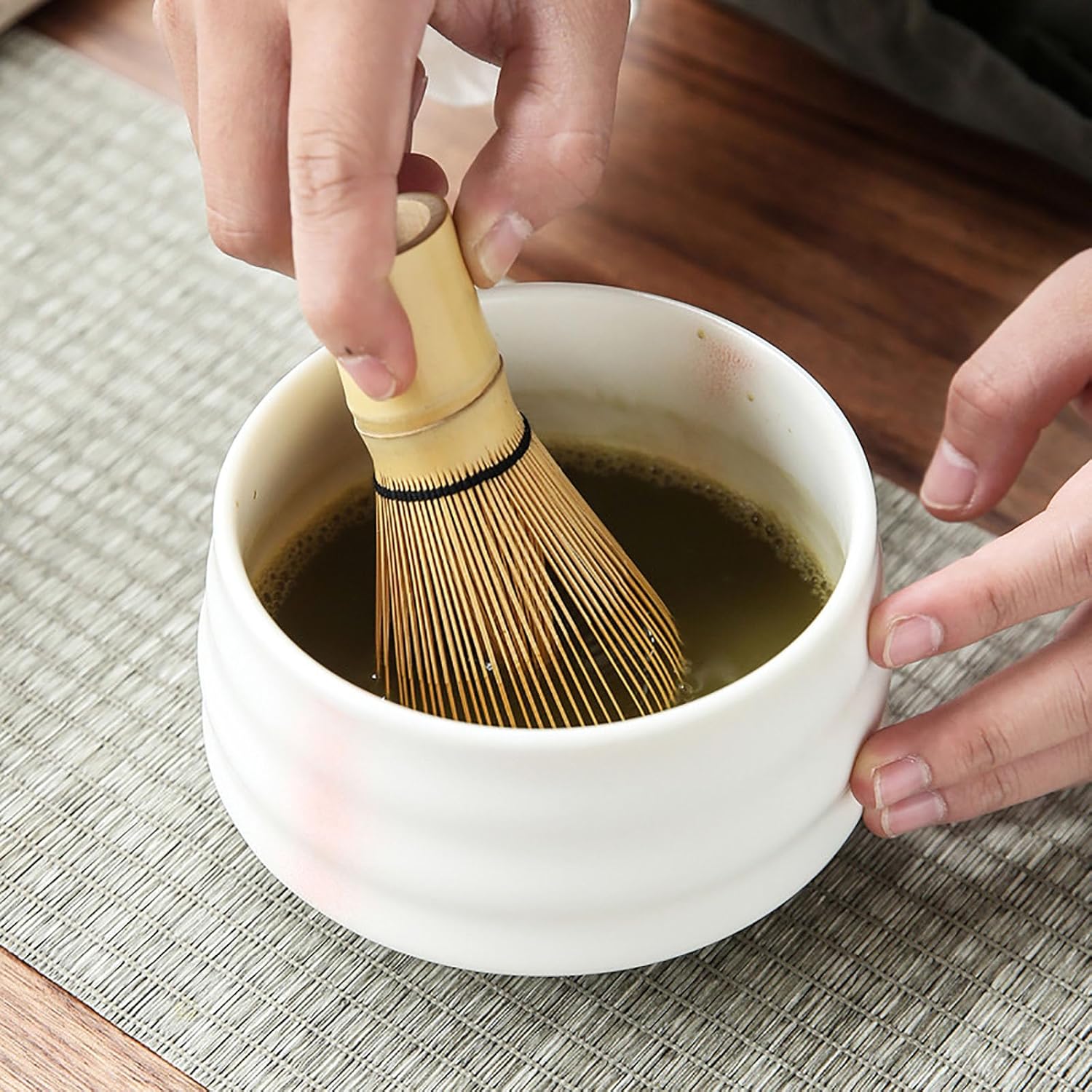 Juego de té matcha, juego de batidor Matcha Bowl de bambú batidor y soporte para batidor (Chawan Chasen Chashaku y Chasen Holder) Juego de regalo