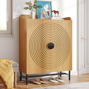 Tribesigns Armario de zapatos con puertas, armario de almacenamiento de zapatos de 6 niveles con estantes ajustables, estante de zapatos de madera Tribesigns Armario de zapatos con puertas, armario de almacenamiento de zapatos de 6 niveles con estantes ajustables, estante de zapatos de madera