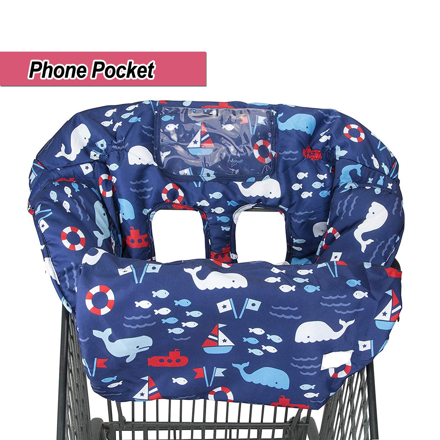 Funda para carrito de compras para bebé, 2 en 1, asiento portátil plegable con bolsa para bebés y niños pequeños, compatible con asiento de carrito