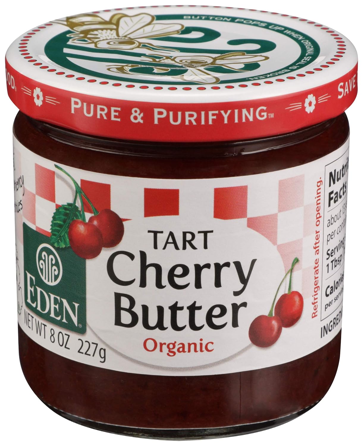 Bote de cristal orgánico de manteca de cereza Eden de 8.0 fl oz