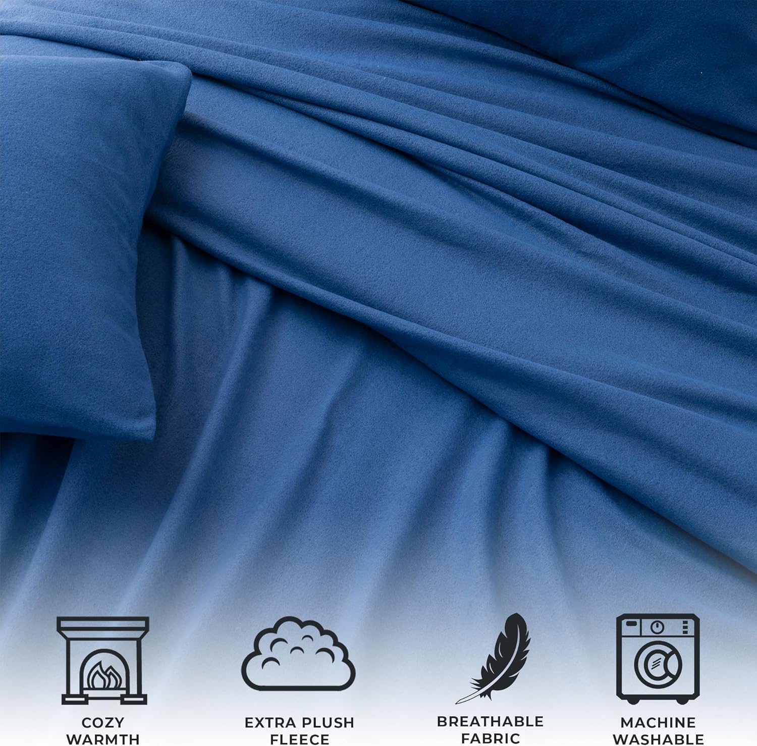Juego de sábanas de felpa extra suave. Sábanas de invierno acogedoras, tibias, suaves, permiten la ventilación, colores lisos Colección Christina