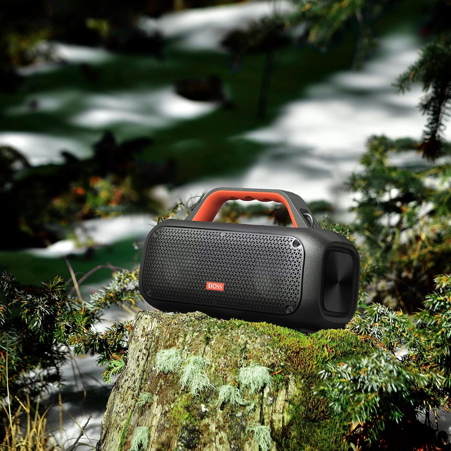 DOSS Extreme Boom – Altavoz para exteriores con IPX6 impermeable, sonido potente de 60 W, graves profundos, tiempo de reproducción de 30 horas,