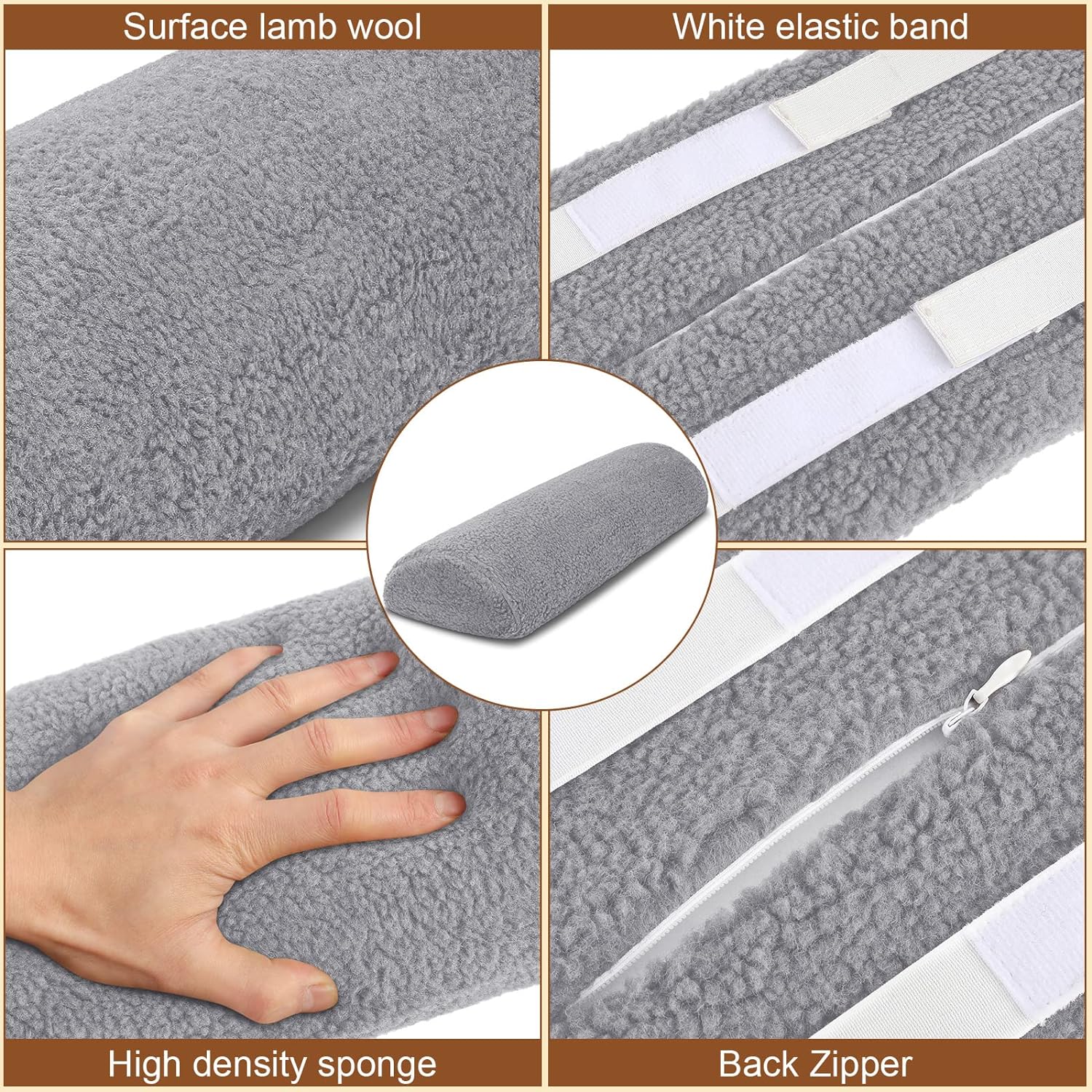 Cojín reclinable para reposapiés para sofá con funda para media luna, almohada debajo de la rodilla, para dormir de espalda y aliviar el dolor, 19.7