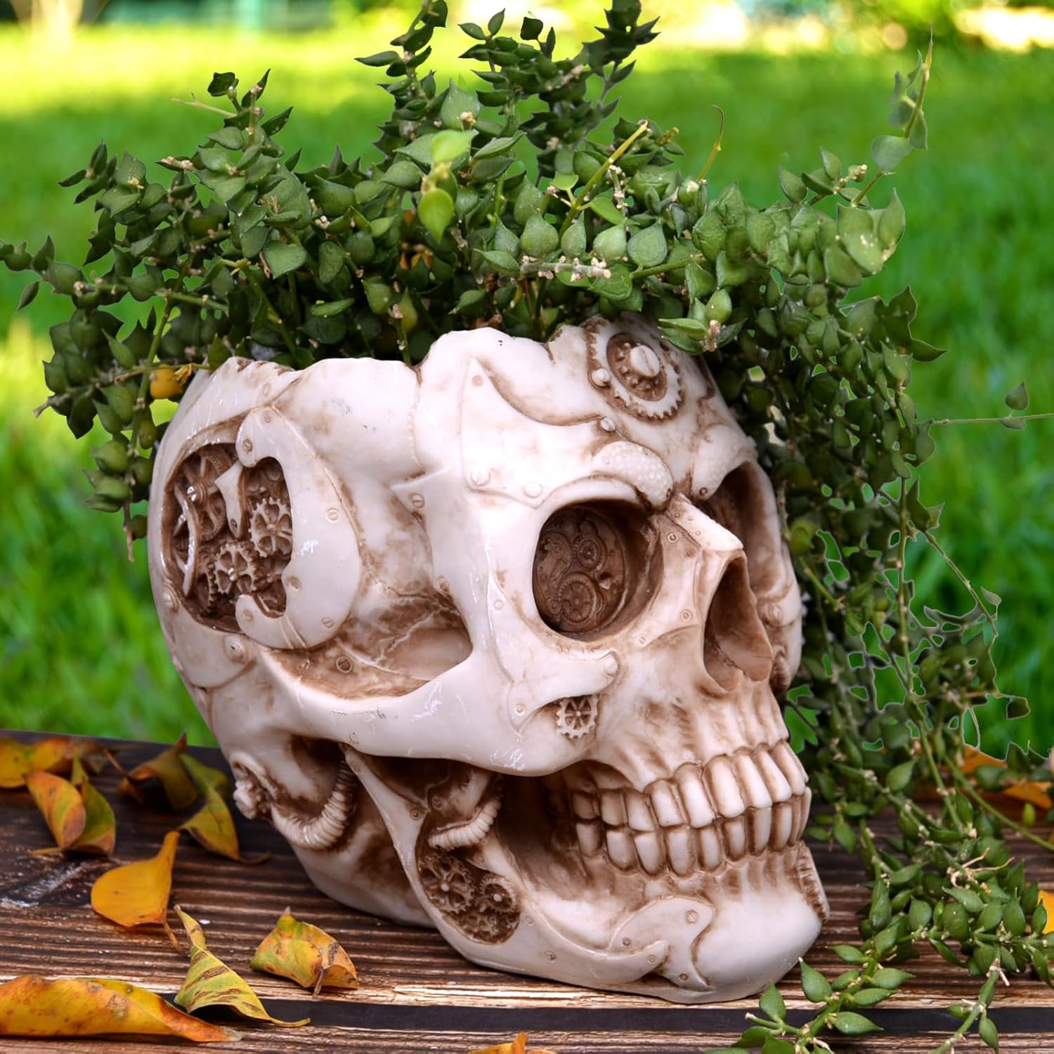 Maceta de calavera, maceta de Halloween, maceta de calavera, jarrón de Halloween, macetas góticas, decoración de calavera, macetas con drenaje,