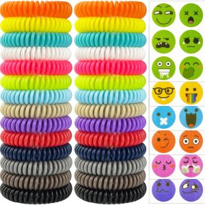 Paquete de 28 pulseras repelentes de mosquitos, bandas repelentes de mosquitos envueltas individualmente con 36 parches de calcomanías repelentes de Paquete de 28 pulseras repelentes de mosquitos, bandas repelentes de mosquitos envueltas individualmente con 36 parches de calcomanías repelentes de