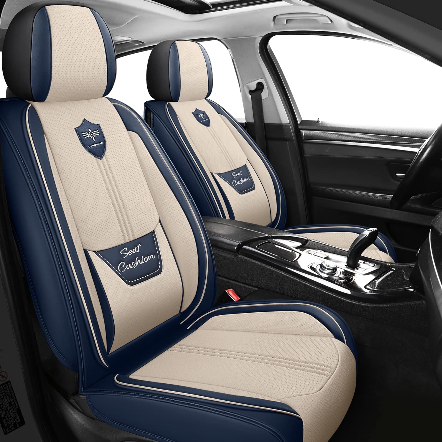 LINGVIDO Fundas de cuero para asiento de automóvil, funda transpirable para automóvil, accesorios de cojín para automóviles y SUV, camión, juego de