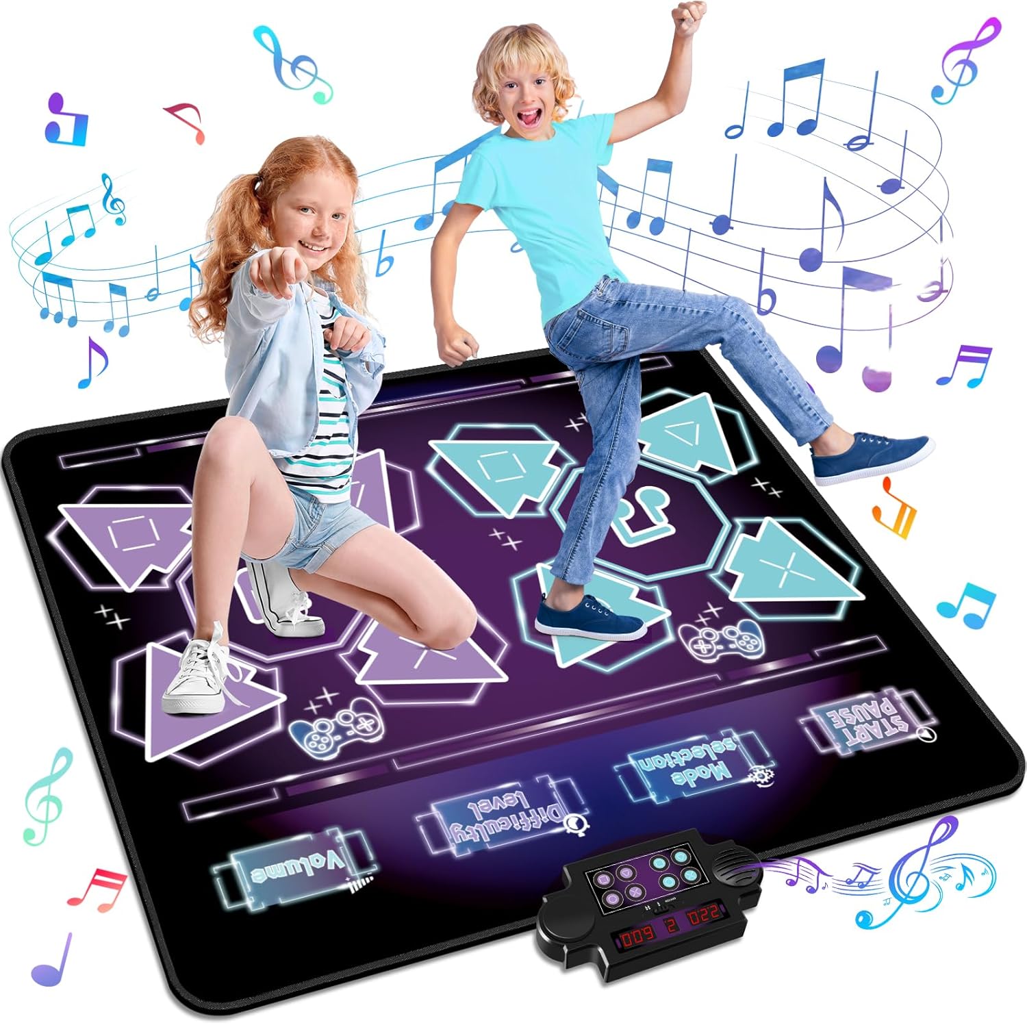 Alfombrilla de baile doble para niños, juguetes para niños y niñas de 3, 4, 5, 6, 7, 8 años, ideas de regalos para palymat electrónico de desafío de