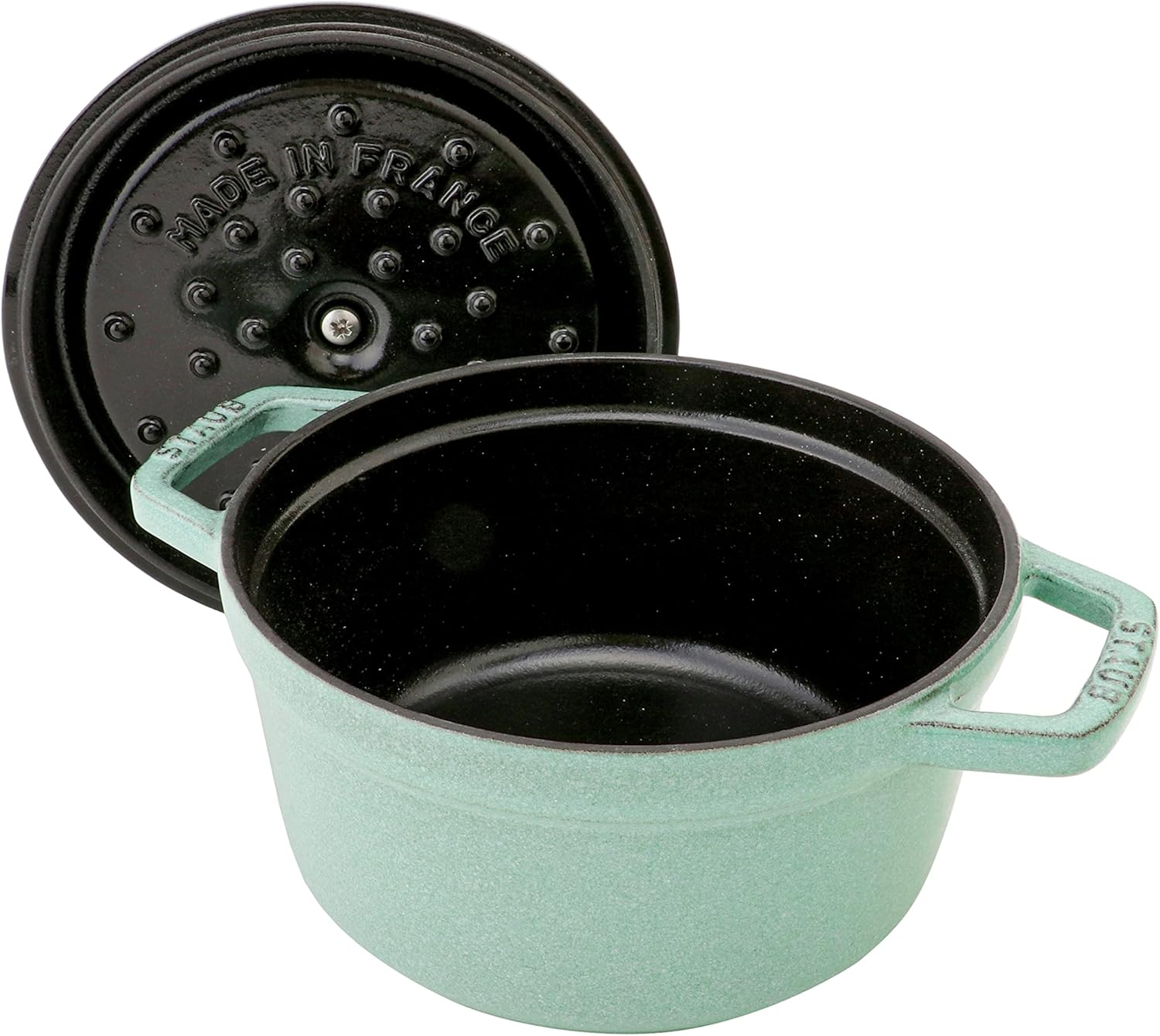 Staub 40508-400 Pico Cocotte Round, Sage Green, 6.3 inches (16 cm), Small, Double-Handed, Casted Enameled Pot, Induction Compatible, Authentic