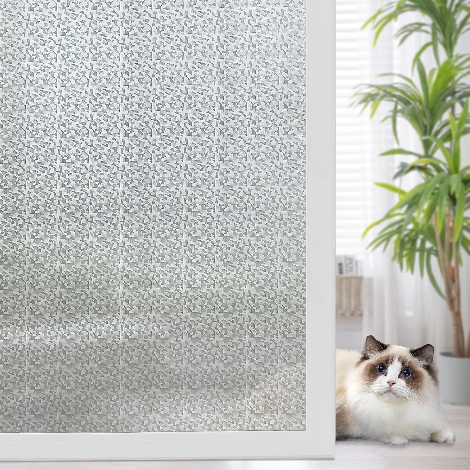 Película de privacidad esmerilada para ventana, vinilo de diamante 3D, calcomanías decorativas para ventana, protección UV, adhesivos estáticos para
