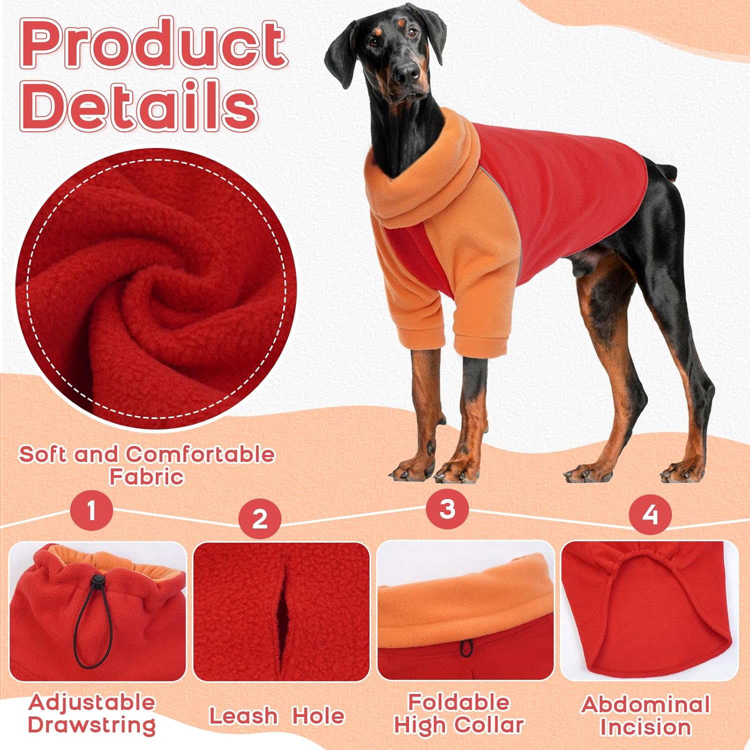 Bonaweite Chaleco de forro polar para perro, suéter de forro polar cálido para perro, chaqueta de forro polar para invierno resistente al viento,