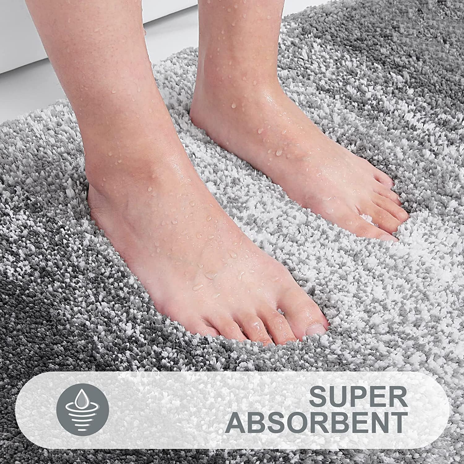 OLANLY Alfombras de baño y inodoros en forma de U, tamaño 47 x 24 pulgadas y alfombras de inodoro de 24 x 20 pulgadas, color gris, paquete de 2