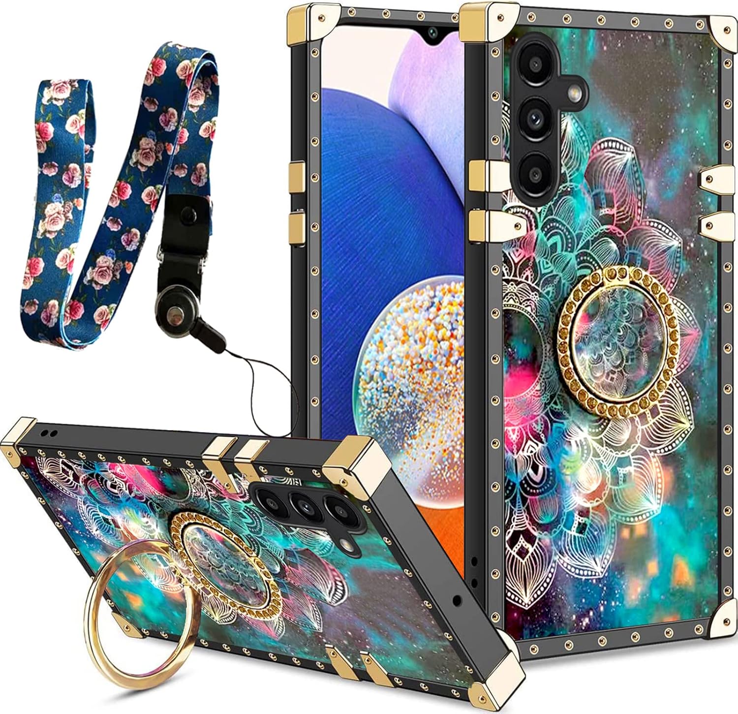 nancheng Para Samsung Galaxy A14 5G  4G Square Phone Case Flower