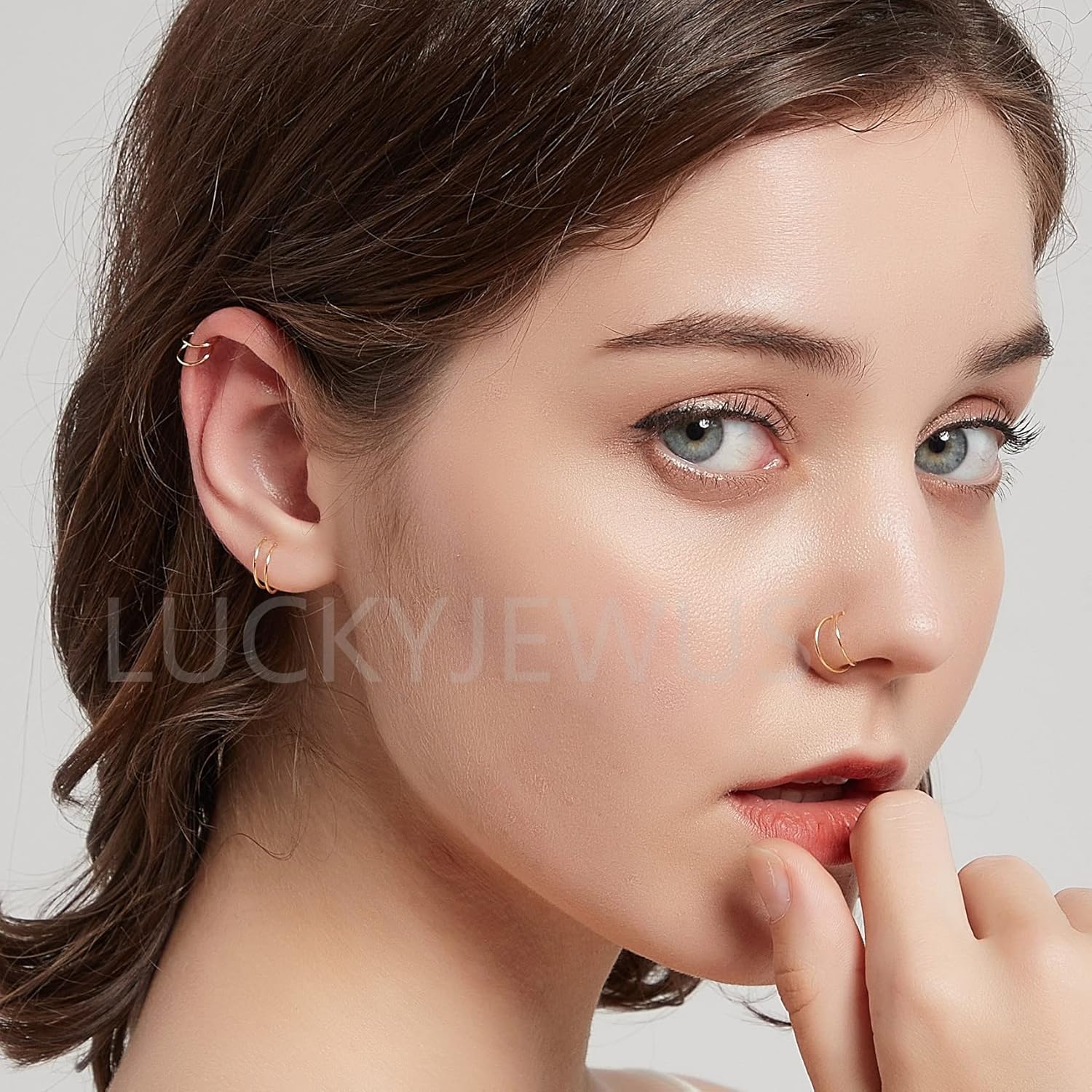 14k Rose Gold Filled Spiral Double Hoop Earrings for Single Piercing  Twist Small Hoop Earrings  Double Helix Cartilage Hoop Earring  Double