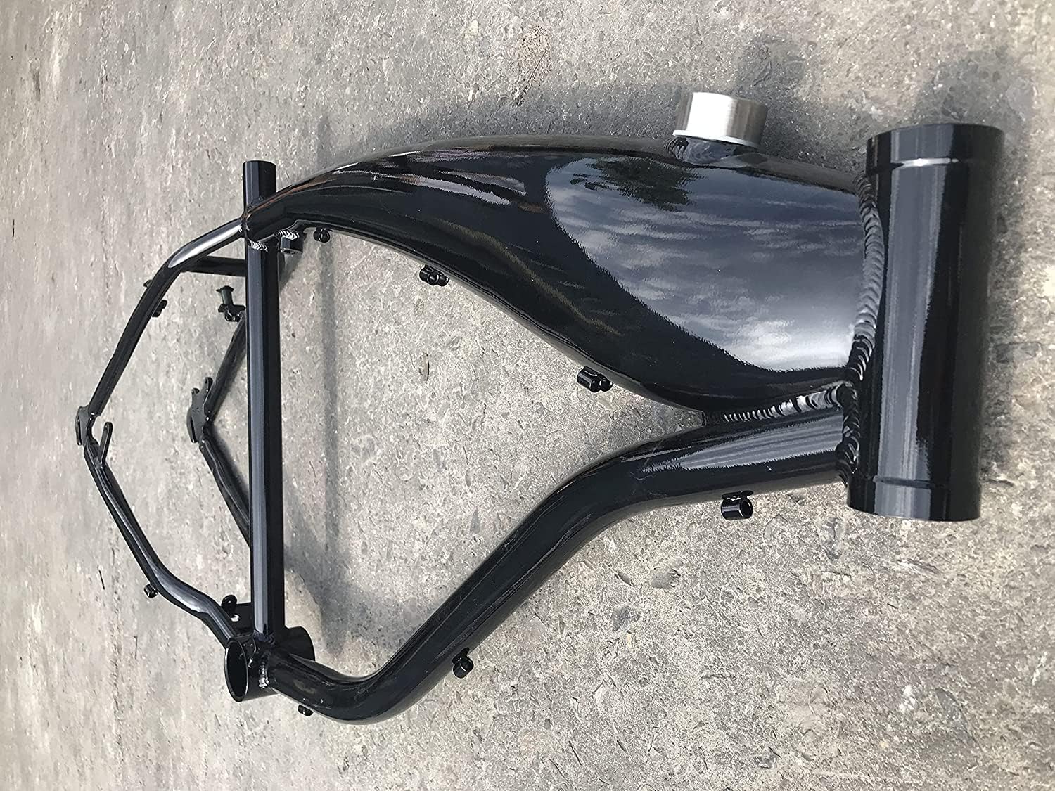 Marco de gas de bicicleta con tanque de gas integrado, marco de 2.4L – Bicicleta motorizada a gas (negro)