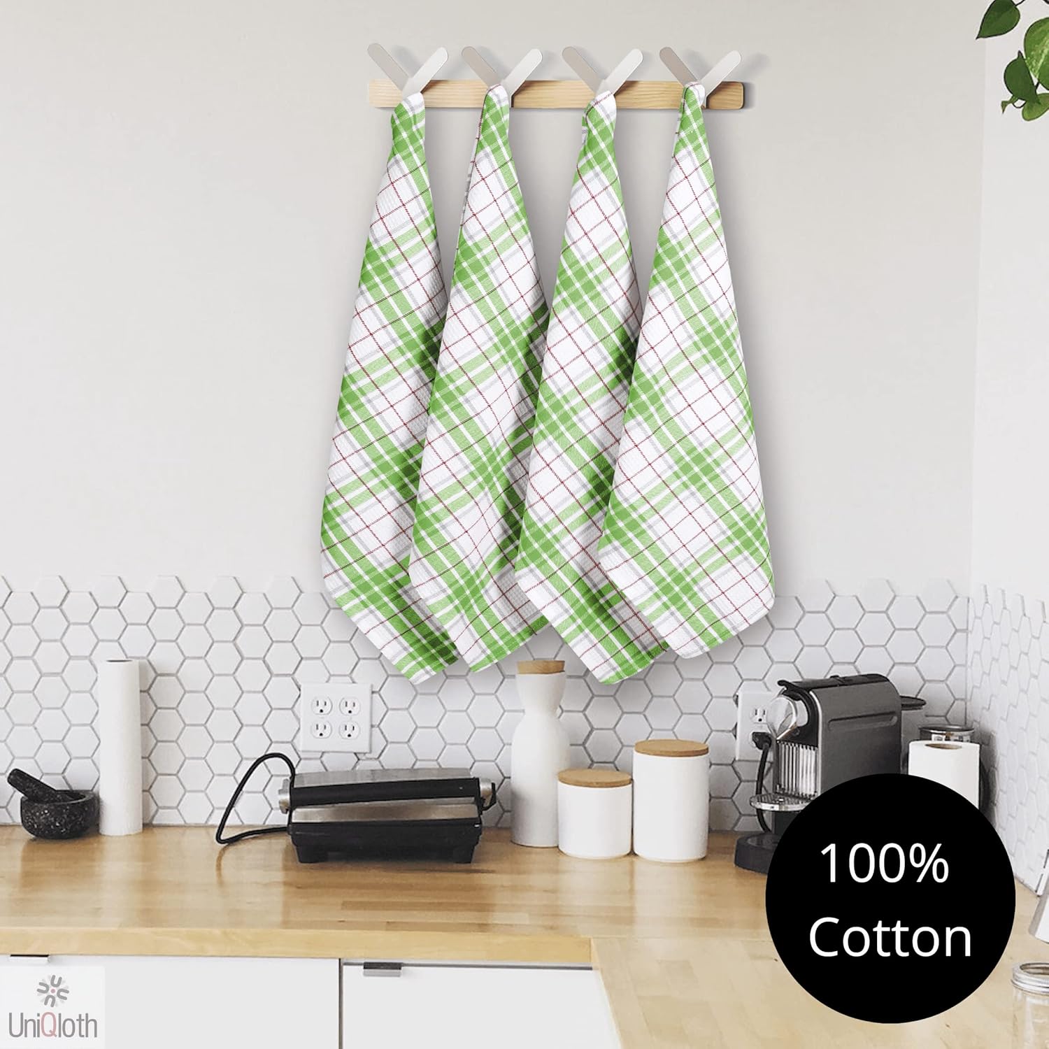 UniQloth Toallas de cocina para secar los platos, toallas de cocina de granja para colgar, 100% algodón, suaves y absorbentes, toallas de mano para