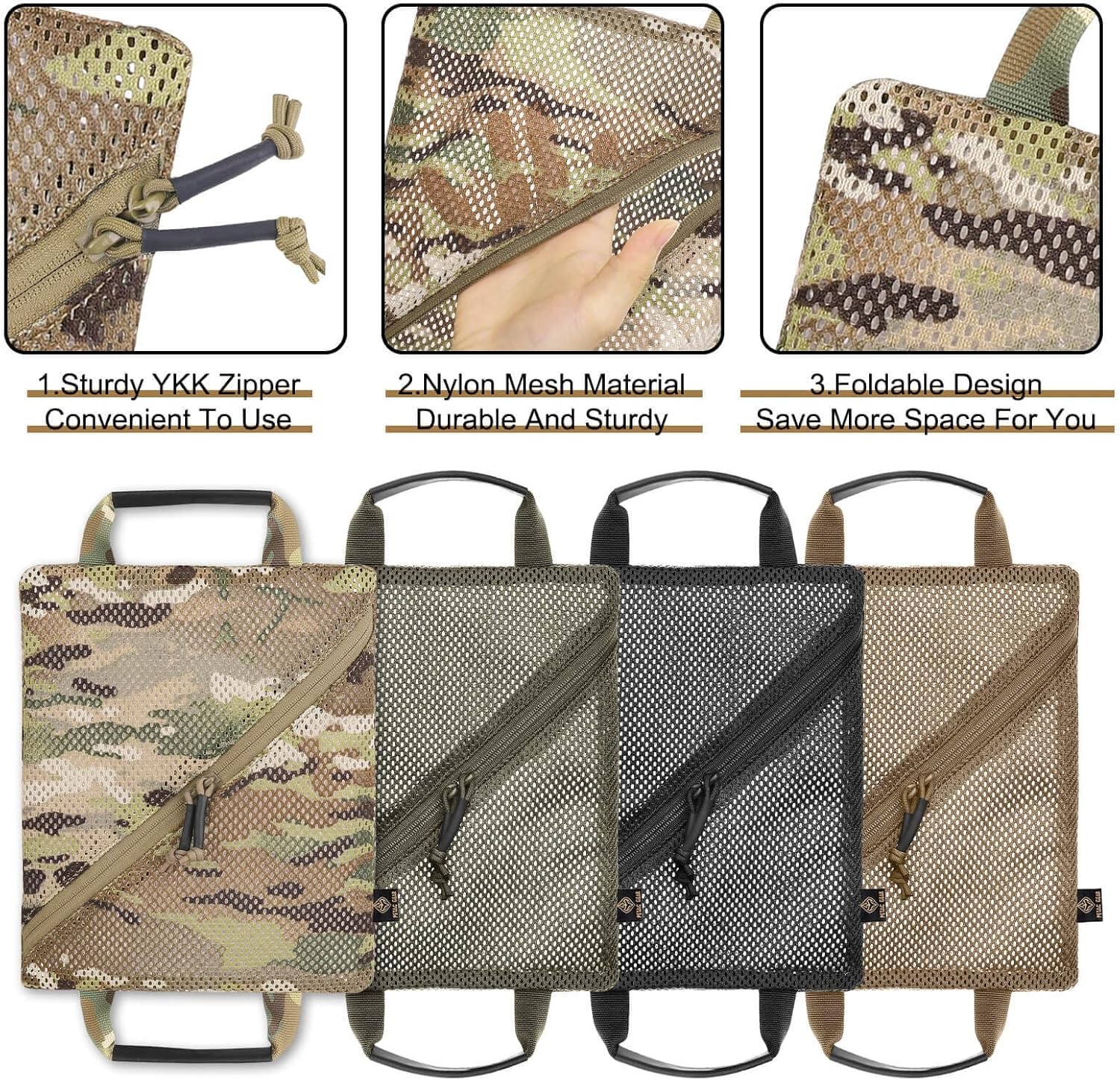 PETAC GEAR Conjunto de bolsa de malla de almacenamiento táctico,Insertar bolsillos modulares de administración de utilidad,Organizador de viaje EDC